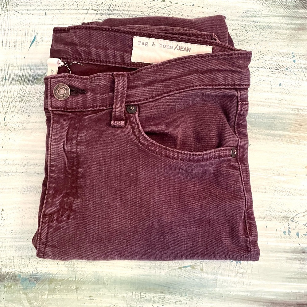 Rag & Bone Wine Distressed Skinnies - Picture 2 of 10